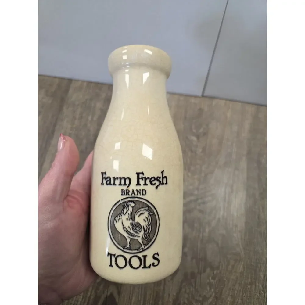 Farm Fresh Brand Tools Ceramic Bottle Vase Chicken Rooster Farmhouse Decor